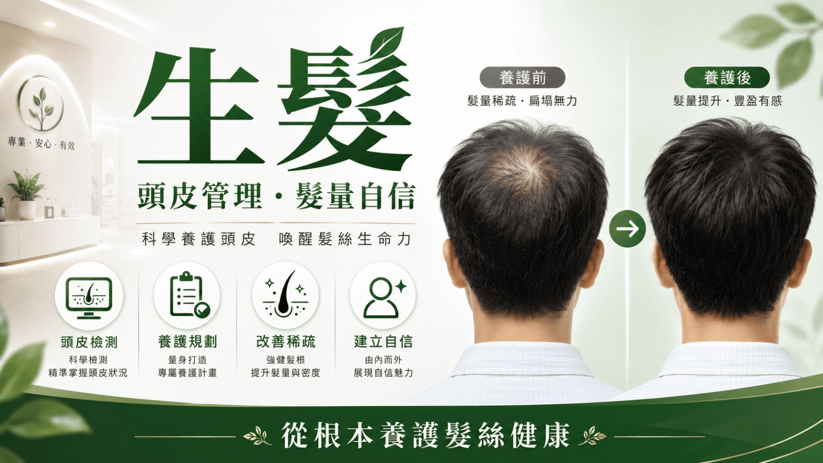 落髮、髮量變少、髮際線後退或頭頂稀疏，都是許多人開始搜尋生髮診所